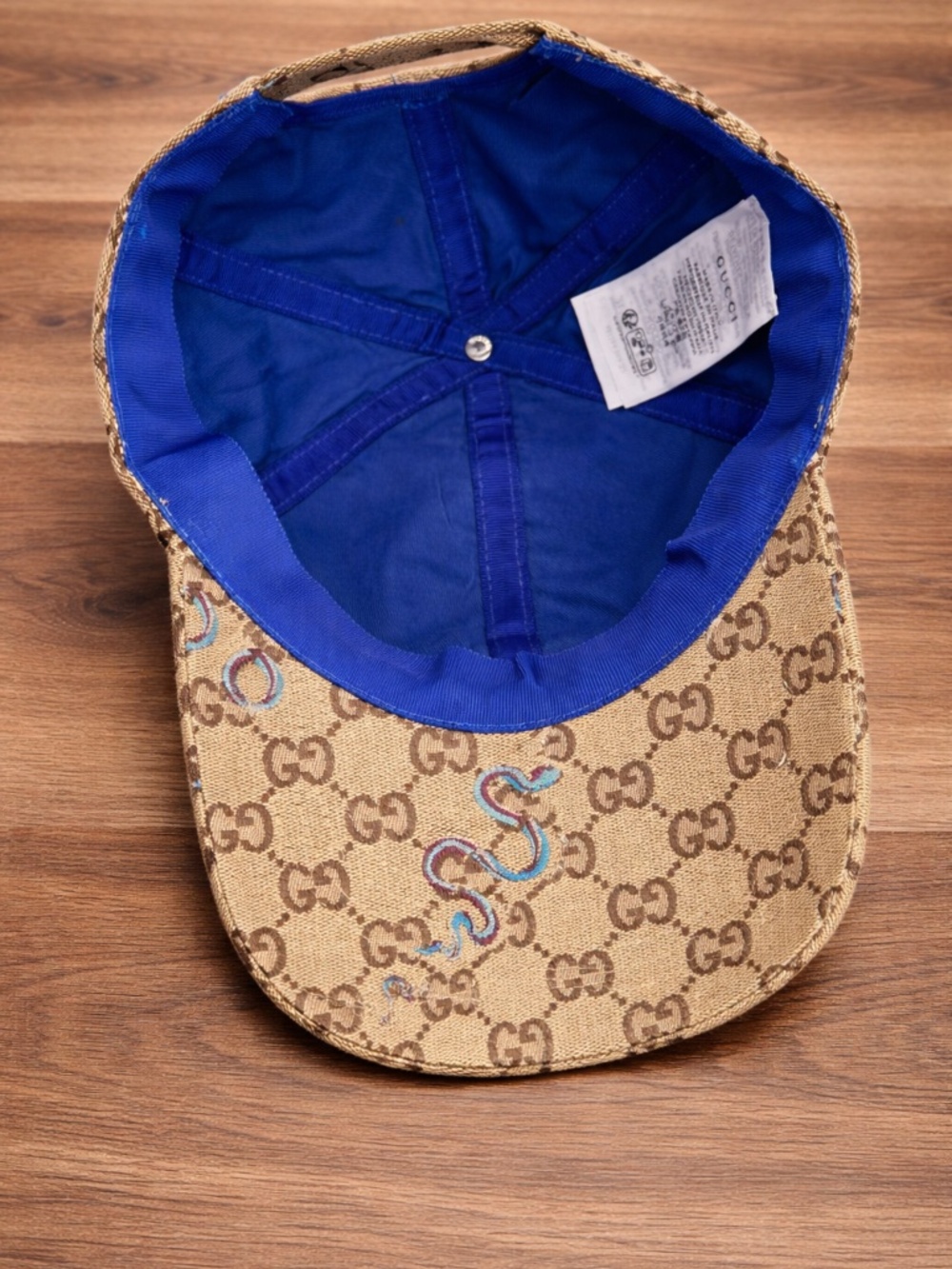 Gucci GG Supreme Snake Print Canvas Baseball Hat - Size M - Picture 2 of 2